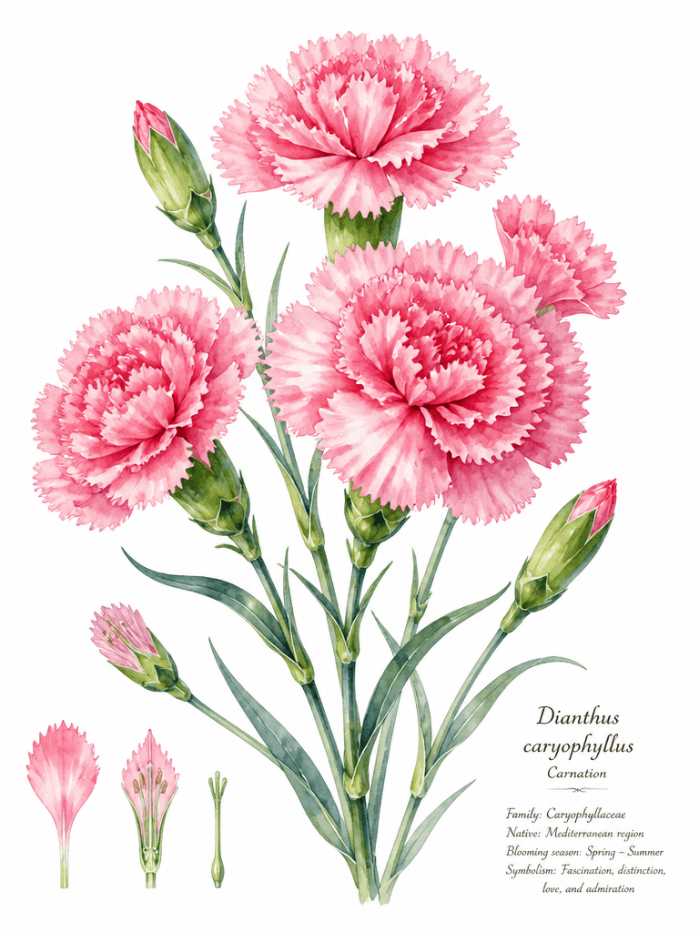 [Carat] Parental Gratitude Carnation Blossom Illustration Guide