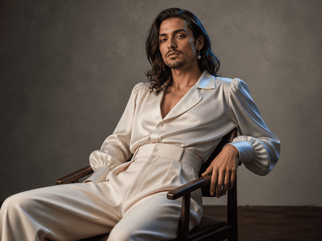 Feminine Fashion Transformation for a Male Model