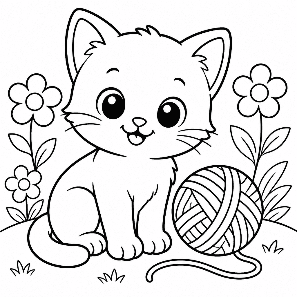 Cute Kitten Coloring Page