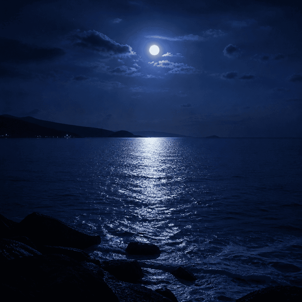 Emotional Night Sea Background