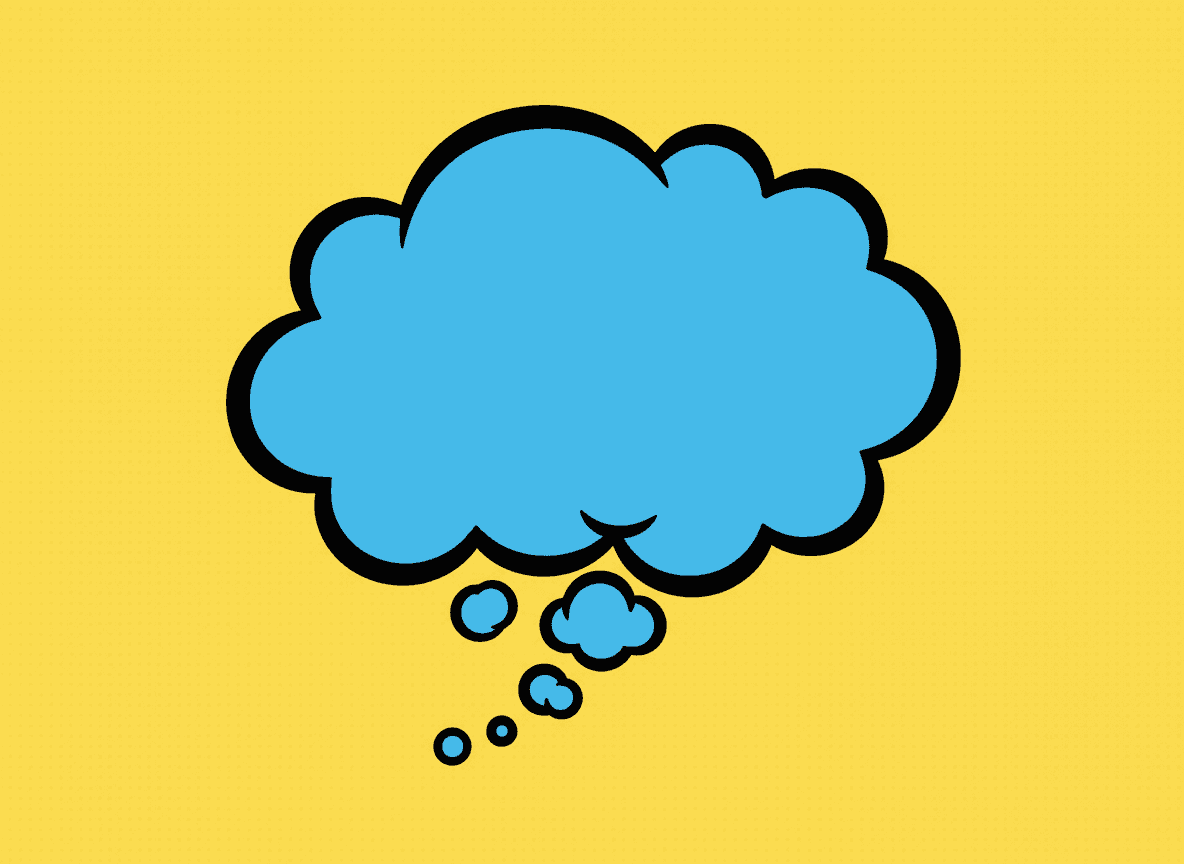 굵은 윤곽선과 단색으로 이루어진 만화책 스타일의 구름 일러스트 (말풍선으로 사용).