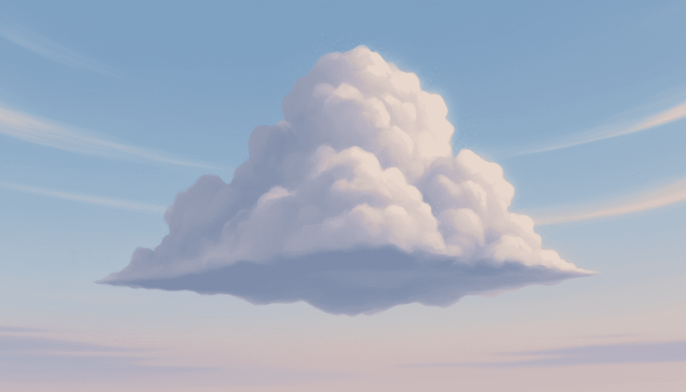 깊이와 형태를 보여주는 3D 볼륨 구름 일러스트.