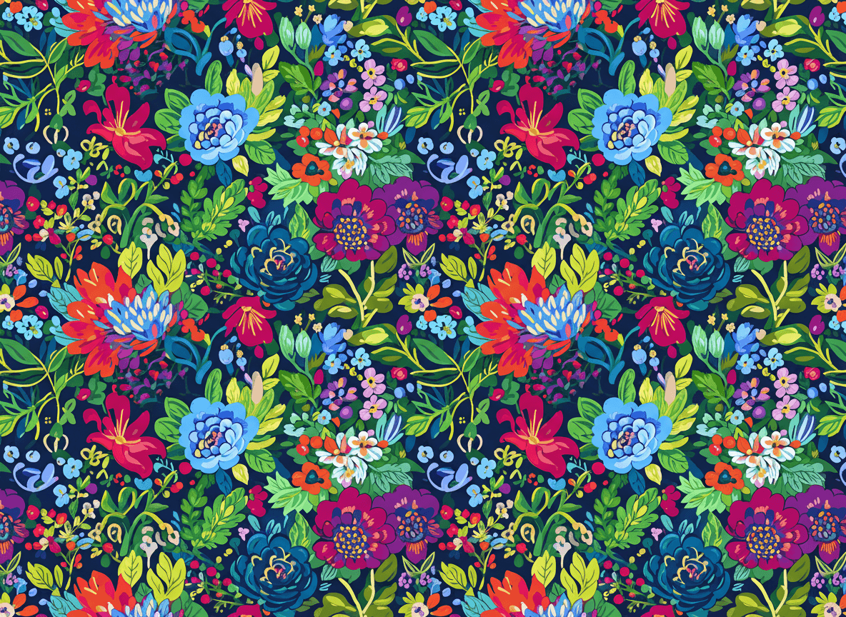 다채로운 이음새 없는 꽃무늬 패턴 일러스트.