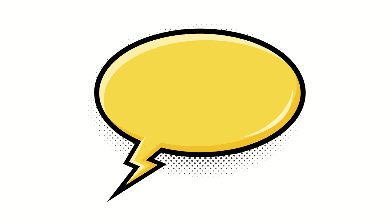 고전 만화책 스타일의 노란색 말풍선 일러스트, 비어있음, 팝아트.