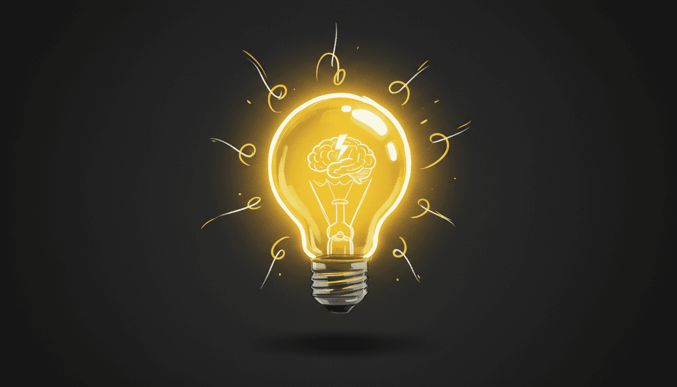 아이디어를 상징하는 전구 모양의 창의적인 말풍선 일러스트.