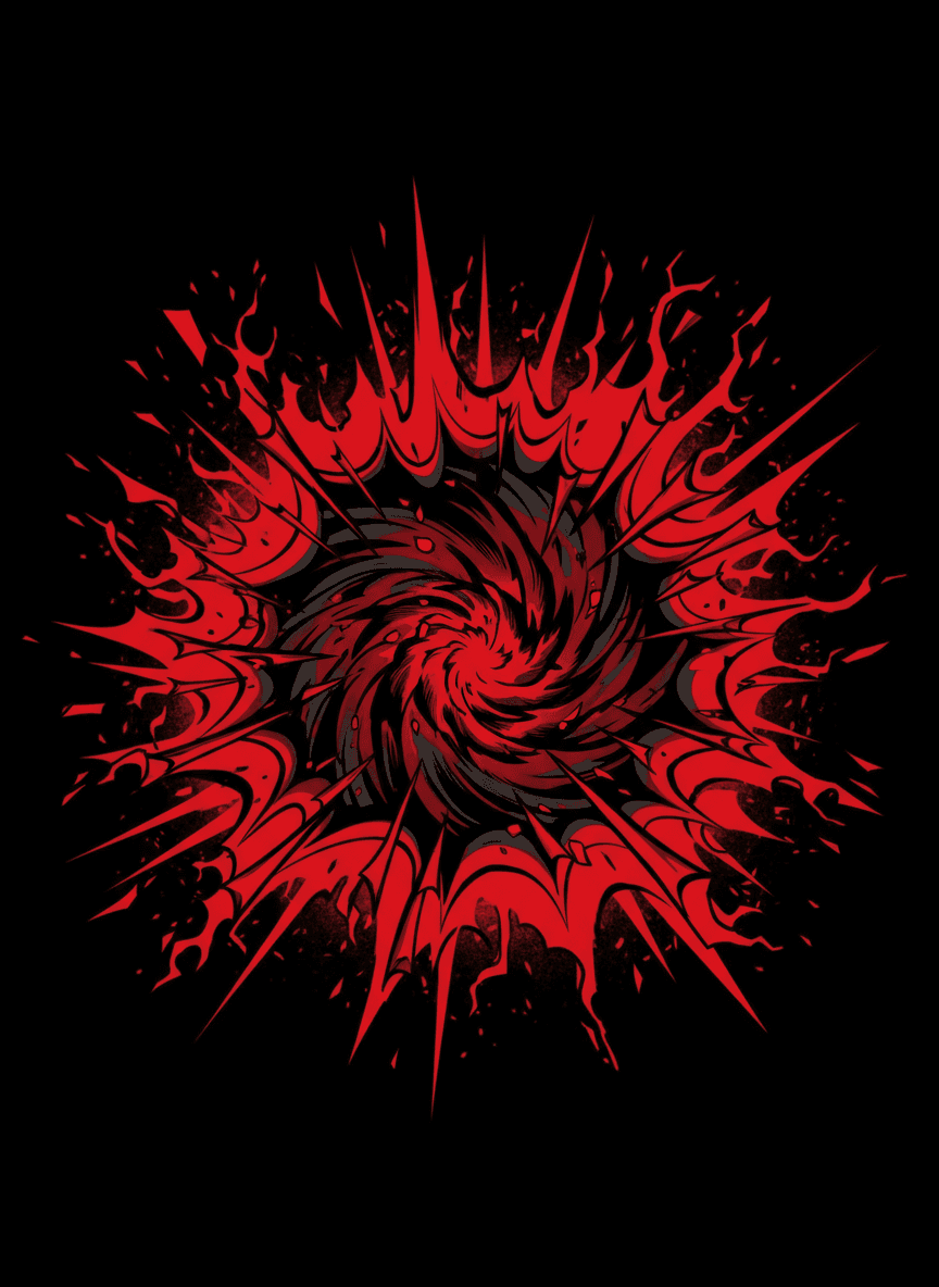 들쭉날쭉한, 화난 빨간색과 검은색 말풍선 일러스트, 날카로운 모서리.