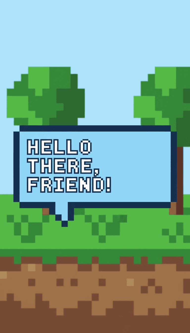 복고풍 픽셀 아트 말풍선 일러스트, 8비트 게임 대화 상자 스타일.