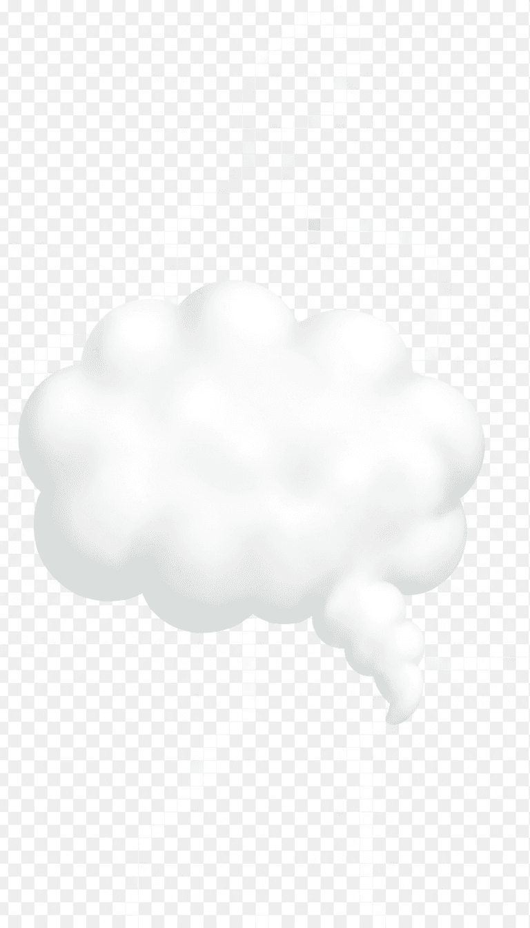 부드러운 만화 스타일의 푹신한 흰색 구름 모양 말풍선, 투명한 배경.