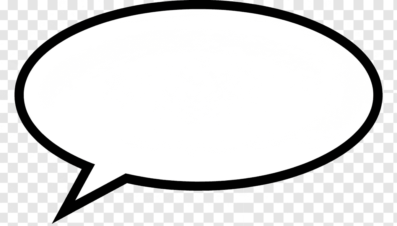 검은 테두리가 있는 고전적인 흰색 타원형 말풍선, 벡터, 투명한 배경.