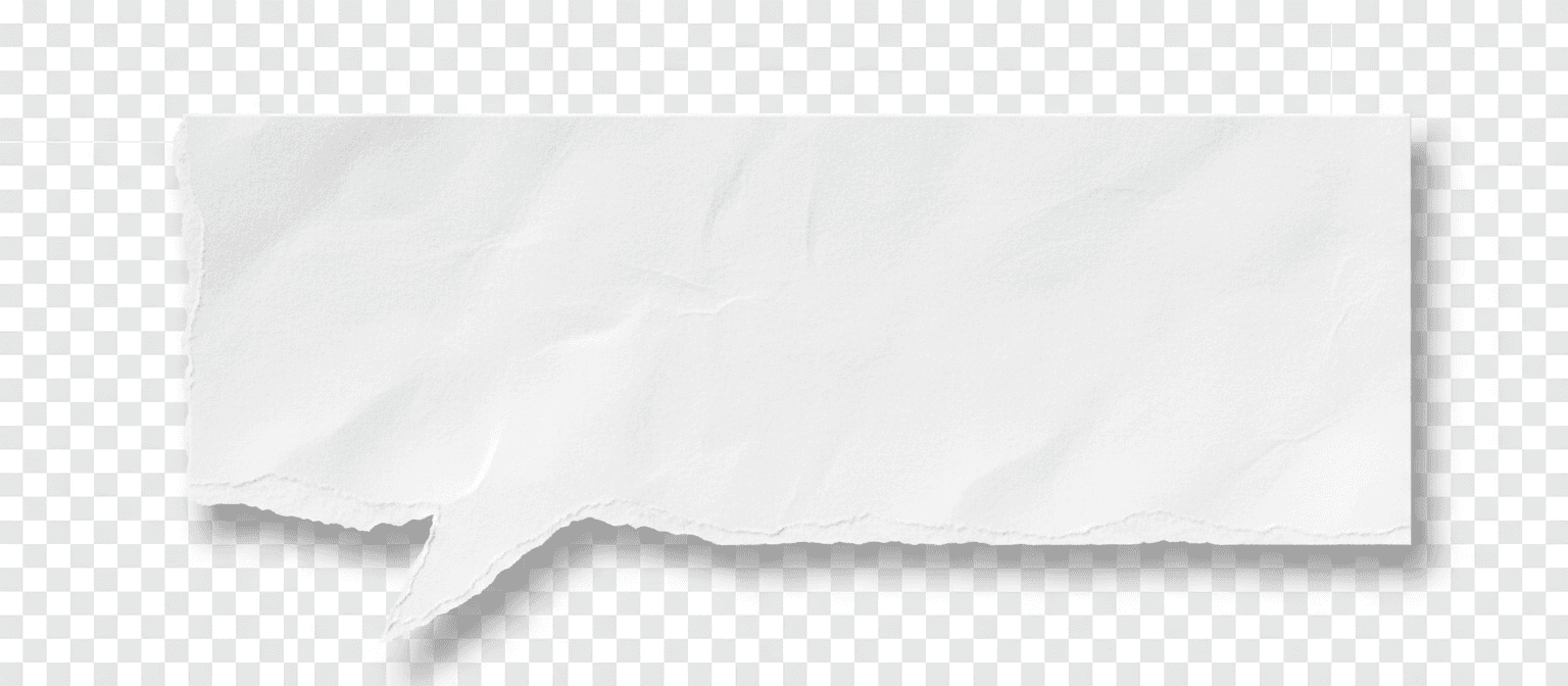 찢어진 종이 모양의 말풍선, 흰색, 거친 가장자리, 투명한 배경.