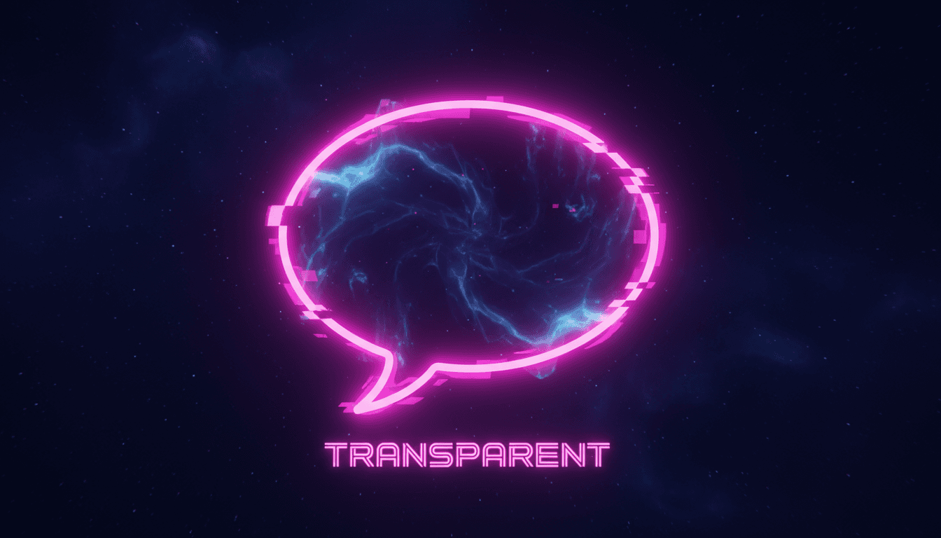 어두운 배경에 핫핑크 네온 조명 효과 말풍선, 레트로 사이버 스타일, 투명한 배경.