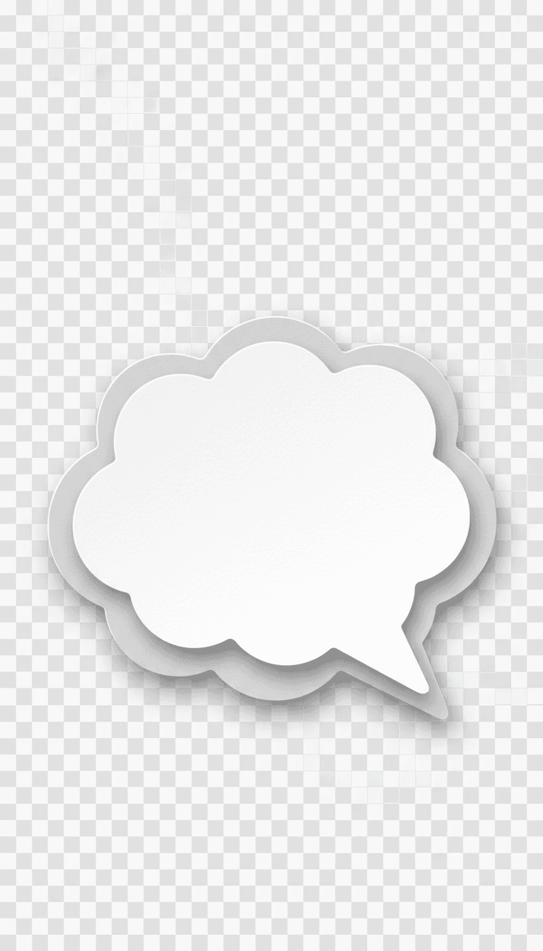 3D 종이 오리기 효과가 있는 다층 말풍선, 흰색과 연회색, 투명한 배경.