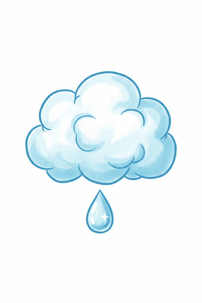 날씨 앱을 위한 귀여운 손그림 구름과 비 무료 아이콘.
