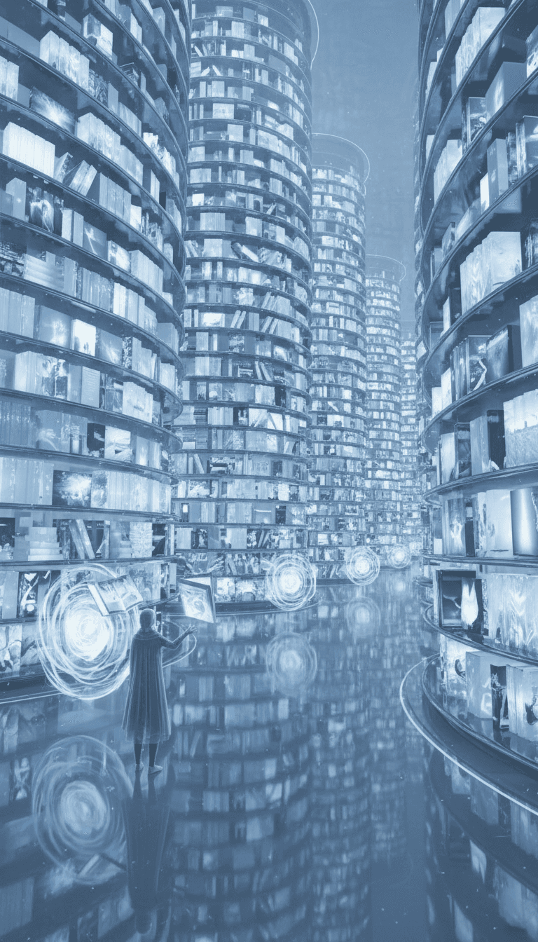 수많은 무료 이미지를 전시하는 신비로운 디지털 도서관.