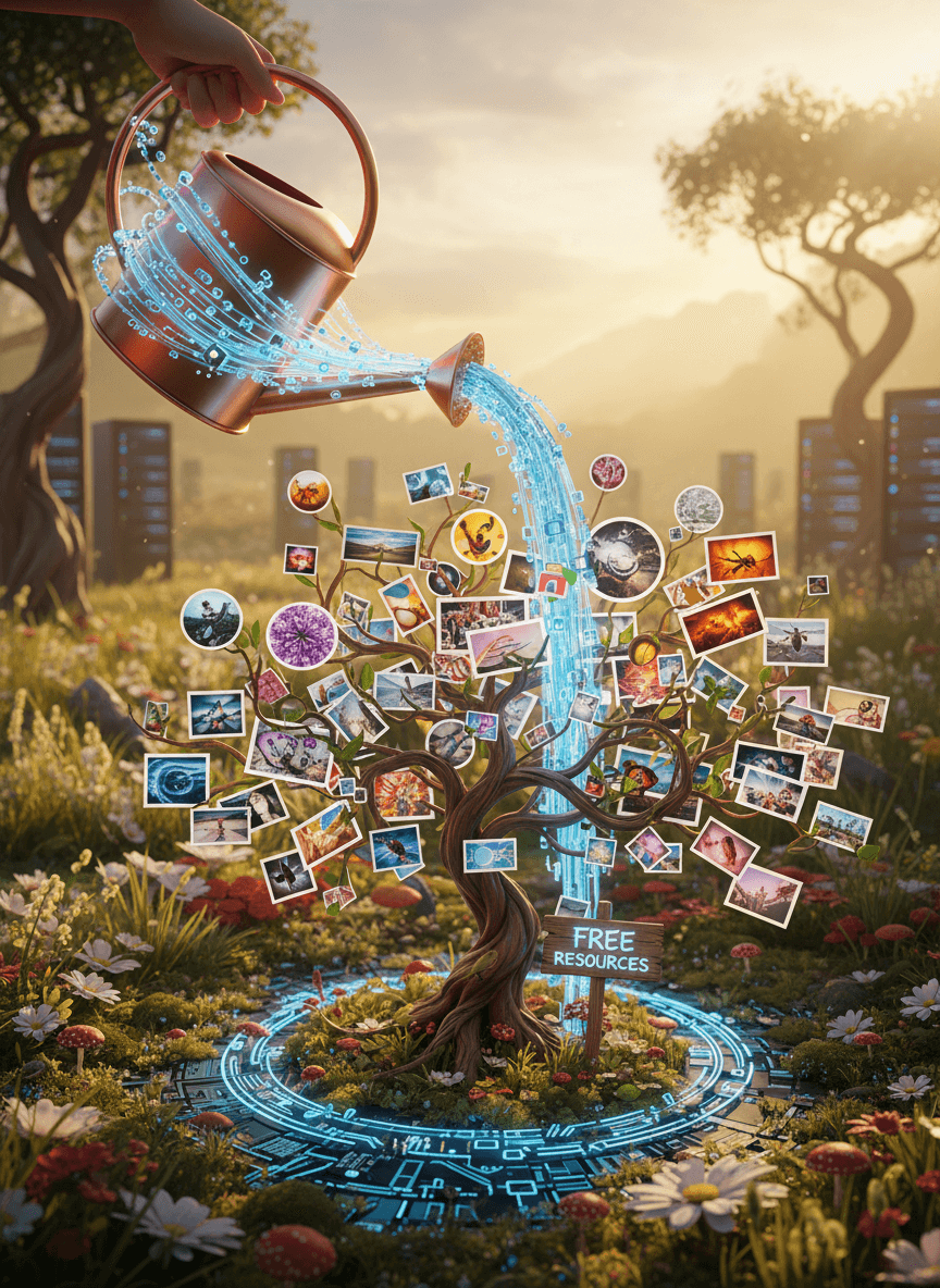 아름다운 이미지가 잎처럼 자라는 비유적인 식물, 무료 리소스를 상징.