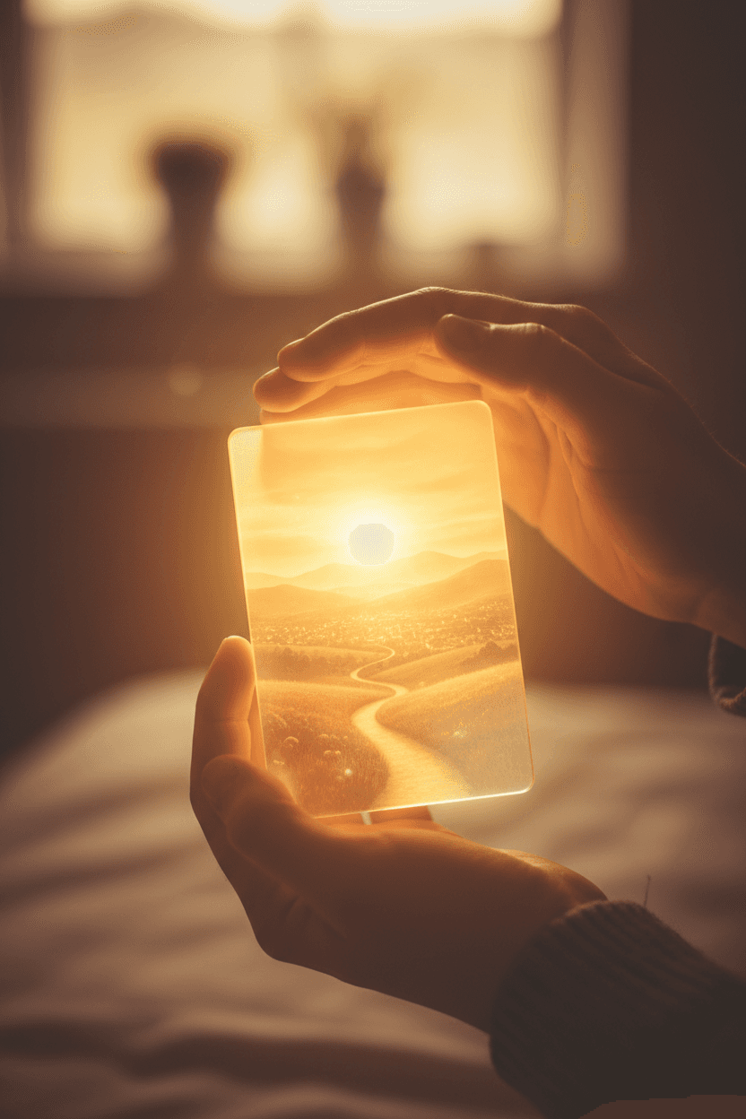 한 쌍의 손이 빛나는 깨끗한 이미지를 부드럽게 감싸고 있음, 접근 가능한 무료 이미지의 가치와 아름다움을 상징.