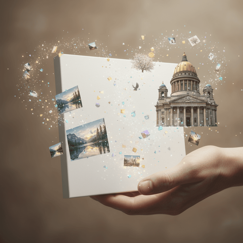 빛나는 입자가 아름다운 무료 이미지로 변해 캔버스 위로 떠오르는 손.