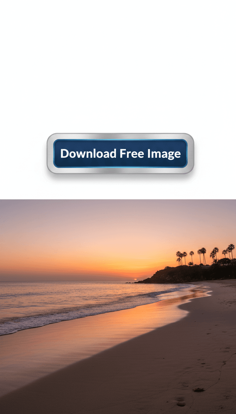 멋지고 꾸밈없는 사진 위에 '무료 이미지 다운로드' 버튼 하나가 떠 있어 단순함과 직접적인 접근을 강조한다.