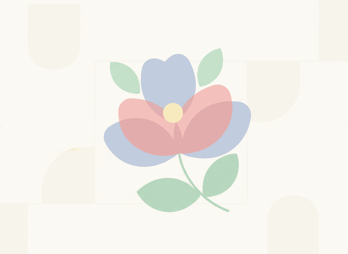 부드러운 파스텔 톤의 피어나는 꽃을 묘사한 미니멀리스트 벡터 일러스트.