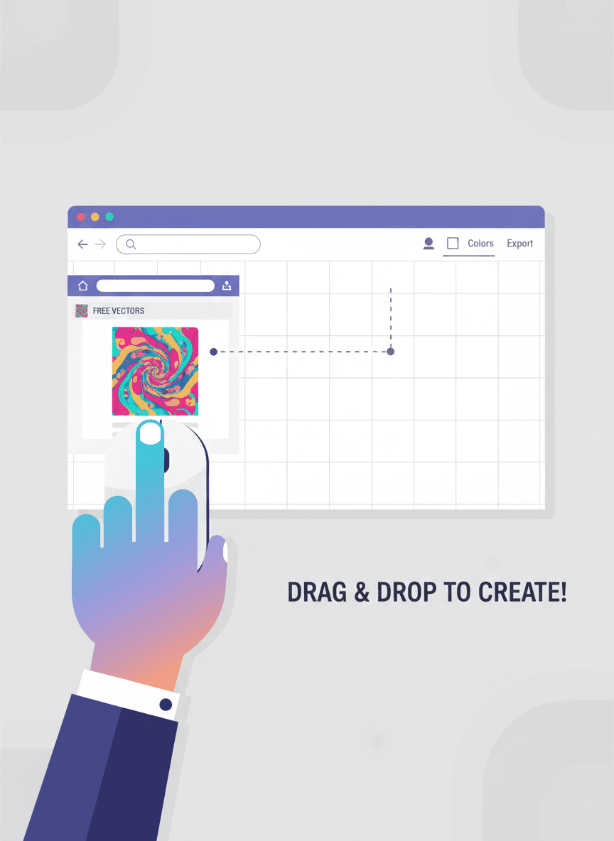 사용 용이성을 나타내는, 웹사이트에서 무료 벡터 일러스트를 쉽게 드래그하는 손.
