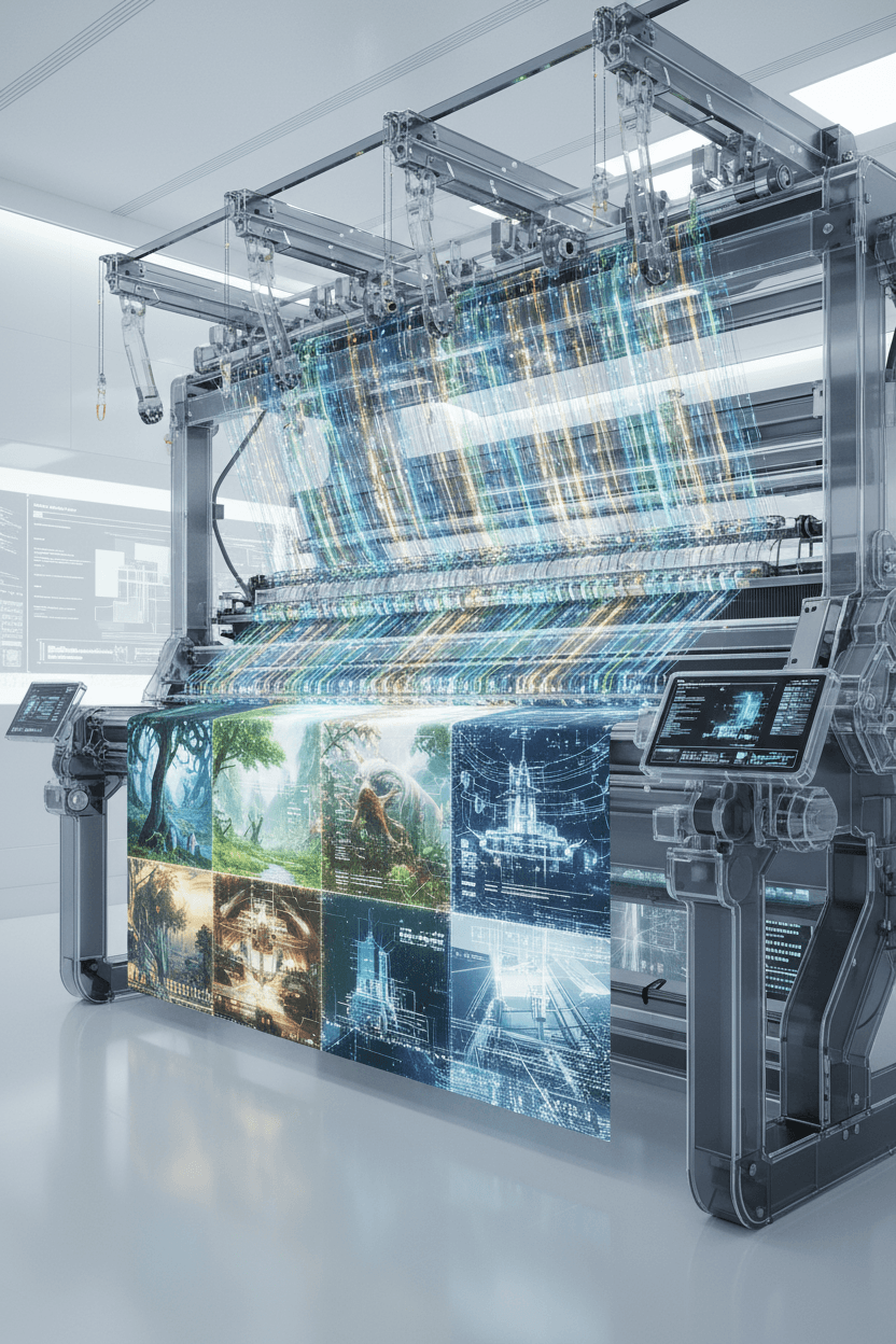 빛과 데이터를 섬세한 이미지로 직조하는 디지털 직기.