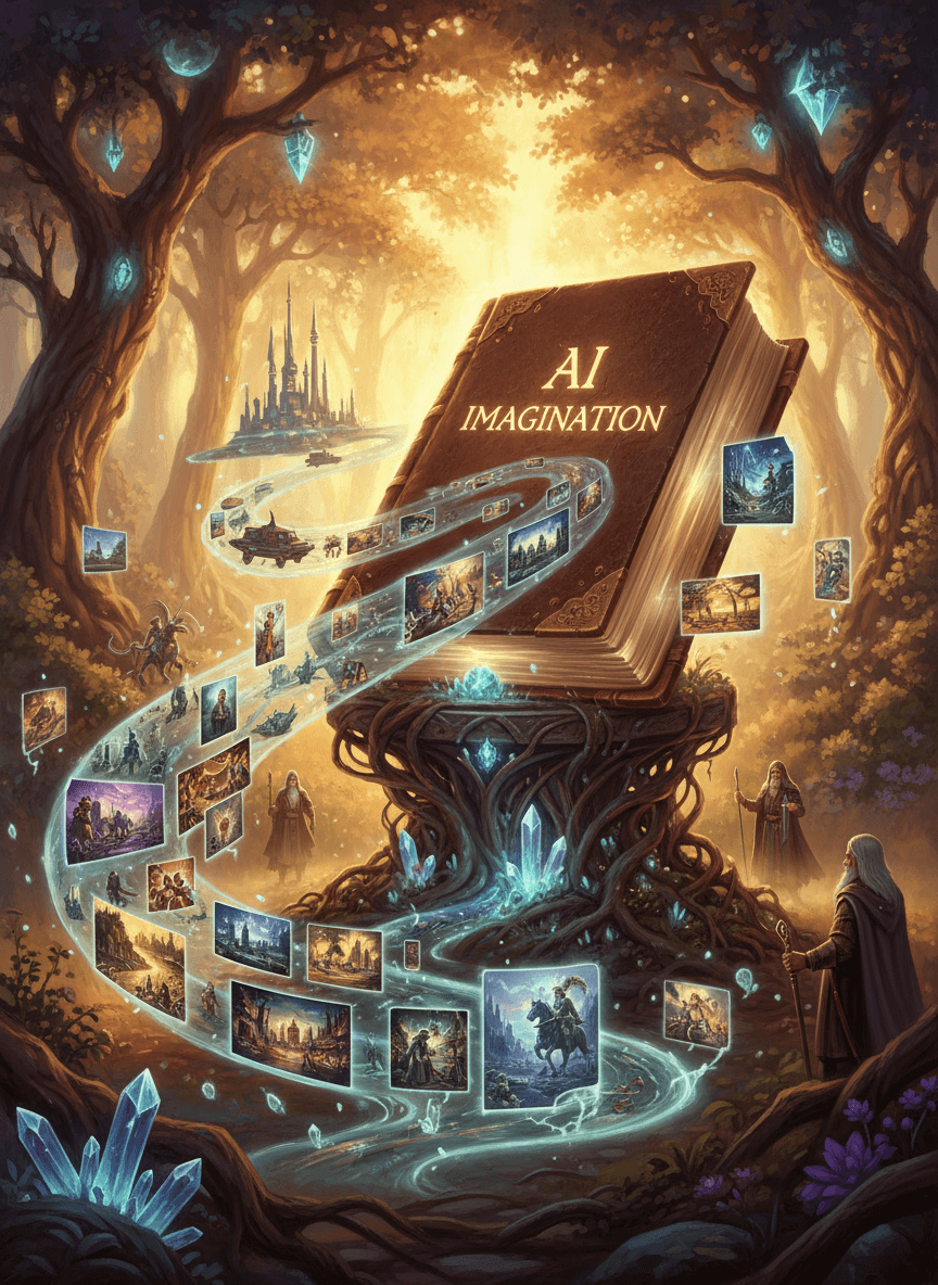 다양한 이미지를 쏟아내는 마법의 책 'AI 상상력'.