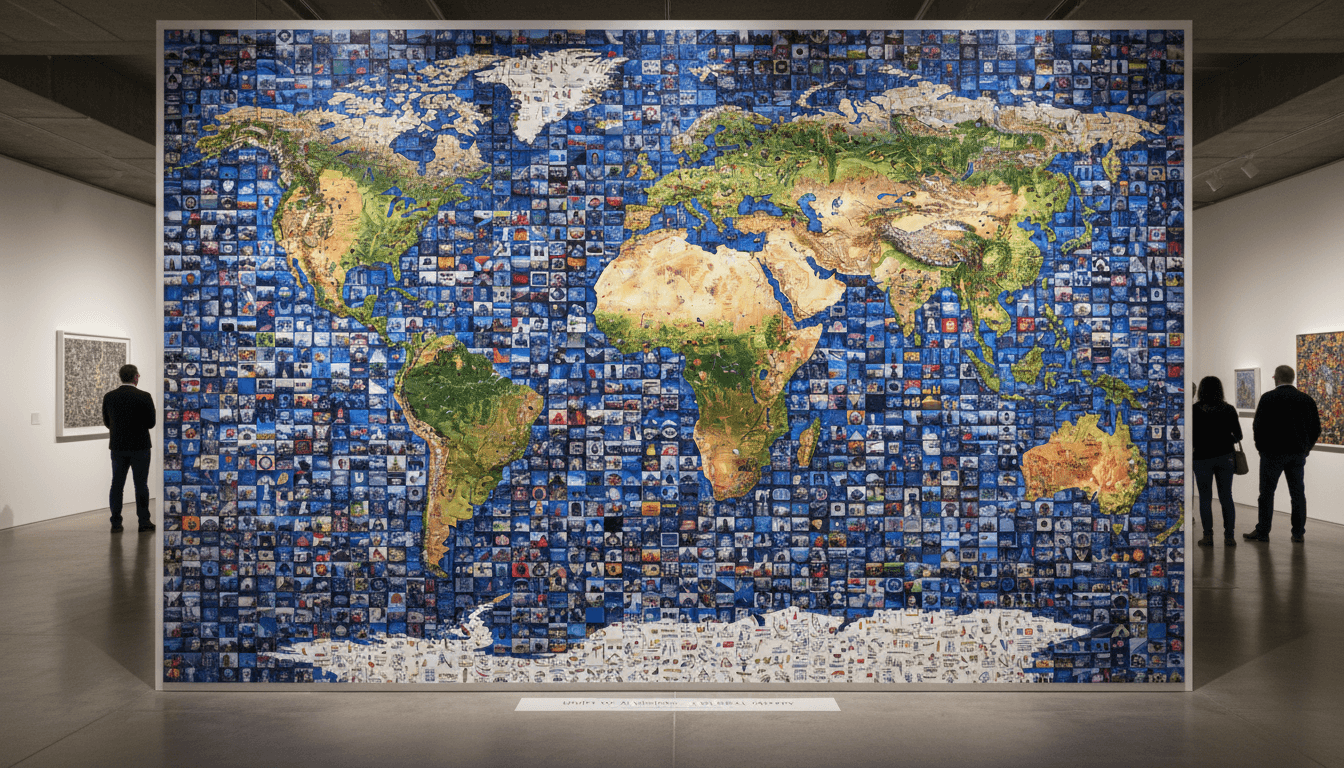 작은 AI 생성 이미지로 이루어진 생생한 모자이크.