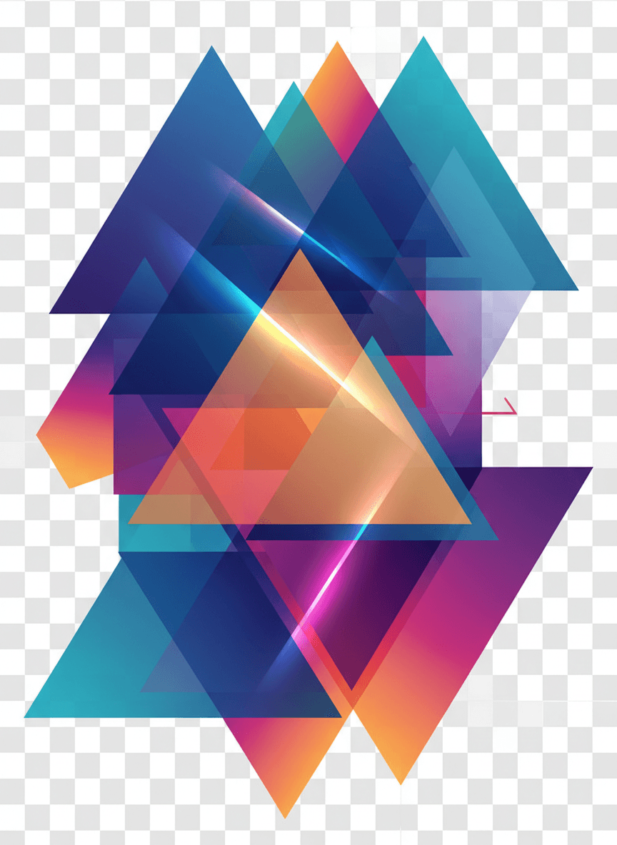 겹쳐진 투명 레이어가 있는 기하학적 추상 배경, 현대적인 그라데이션, 무료 PNG 오버레이.