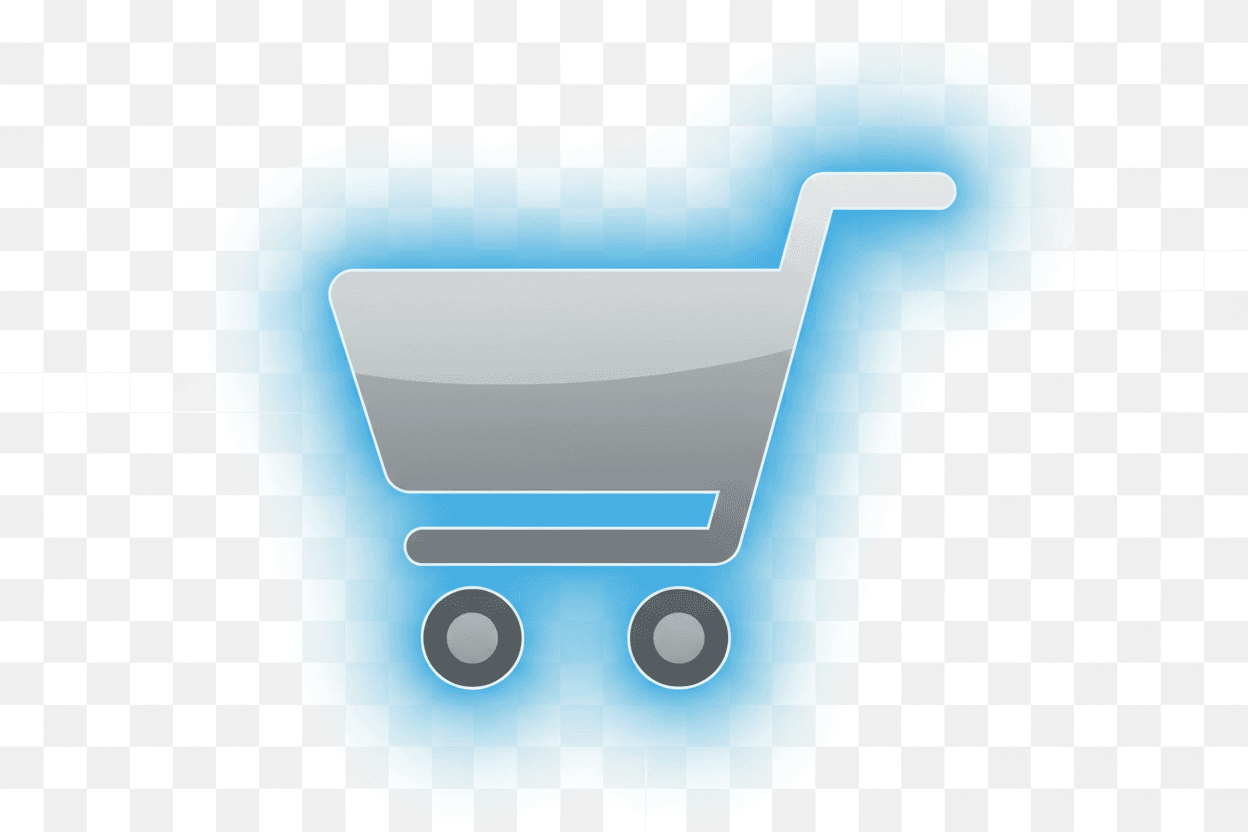 빛나는 윤곽선이 있는 세련되고 현대적인 쇼핑 카트 아이콘, 플랫 스타일, 투명 배경, 무료 PNG.