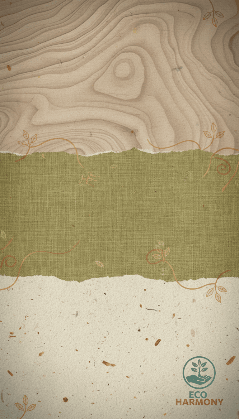 나무결, 린넨, 재생지를 닮은 질감이 따뜻하고 차분한 톤으로 표현된 지구친화적, 유기농 테마 PPT 배경입니다.