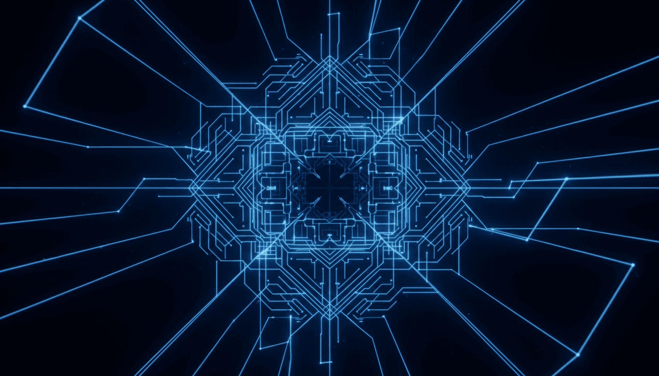 어두운 배경에 빛나는 미래 지향적인 그리드 패턴, 디지털 바탕화면.