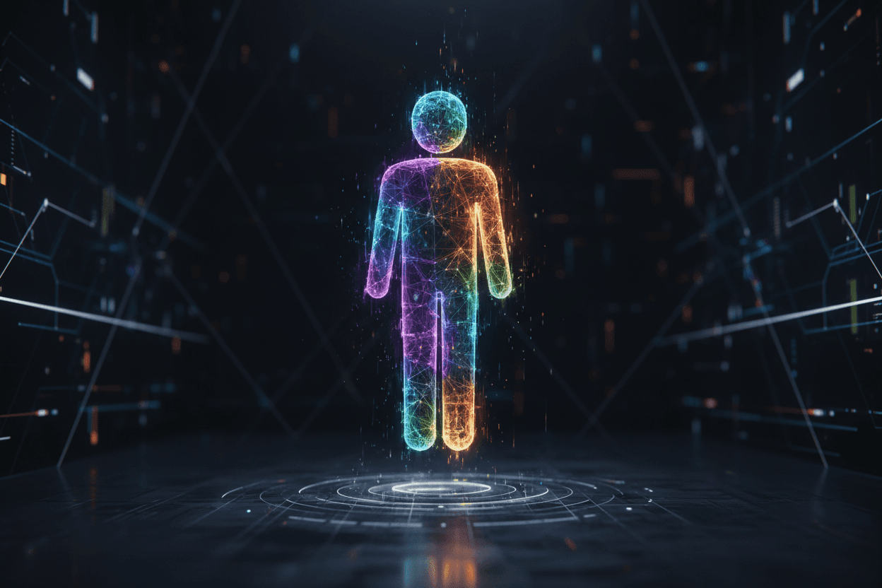 홀로그램 사람 아이콘.