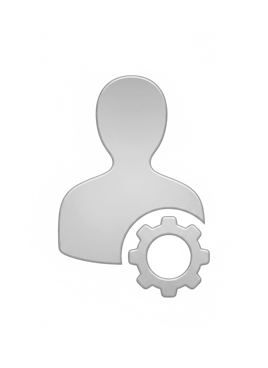 톱니바퀴 기호와 통합된 사람 아이콘으로 사용자 설정을 나타냄.