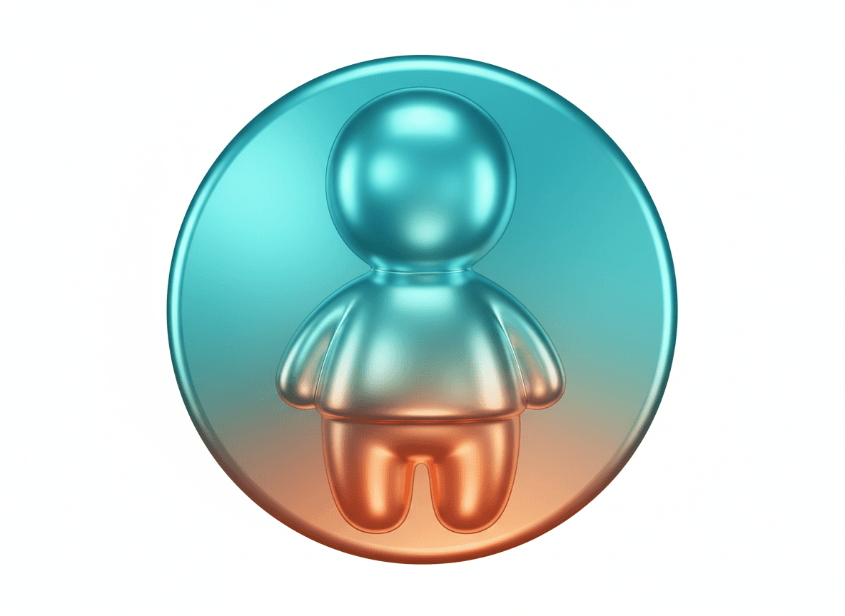 앱 인터페이스를 위한 광택 있고 밝은 3D 카툰 스타일의 사람 아이콘.