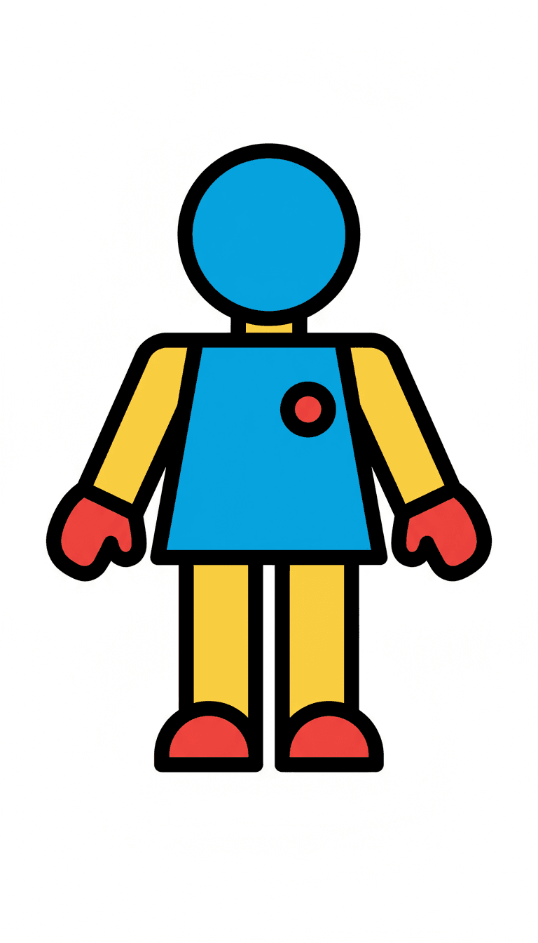 두꺼운 선과 원색을 사용한 대담하고 굵직한 사람 아이콘.