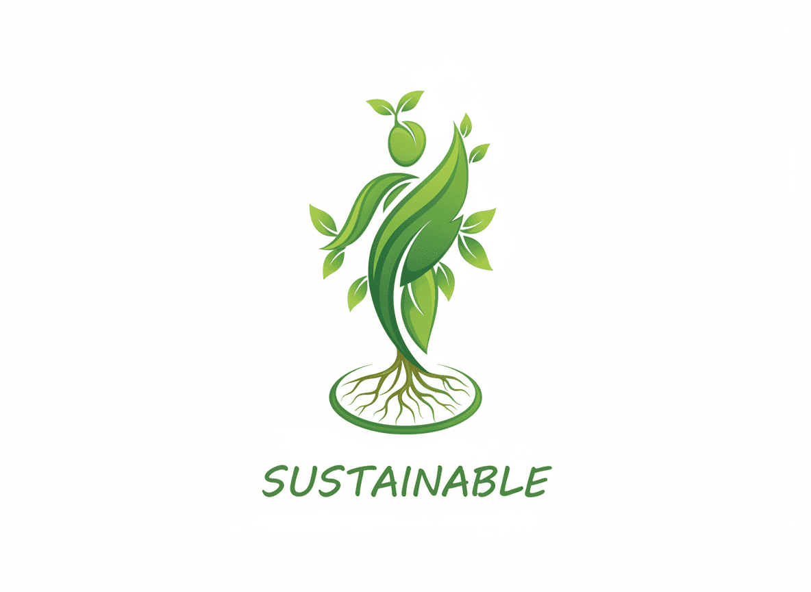 잎사귀 모티프가 통합된 친환경 사람 아이콘, 녹색 유기농 스타일.