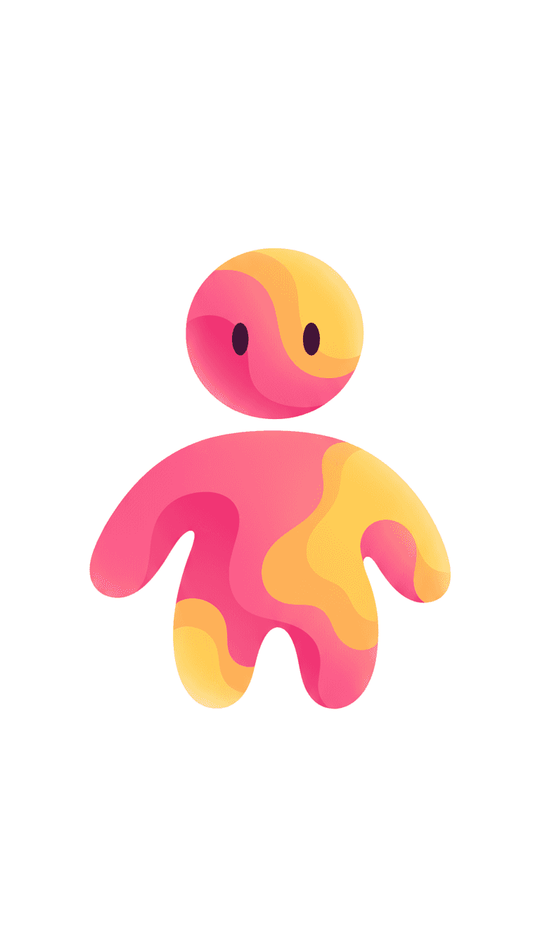 생동감 있는 분홍색과 노란색의 유기적인 블롭 스타일 사람 아이콘.