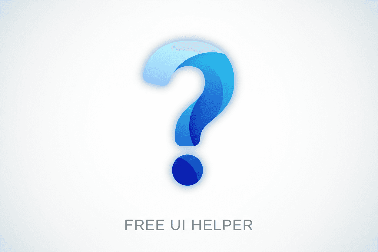 UI에서 도움 또는 지원을 의미하는 부드러운 파란색 그라디언트 채우기가 있는 스타일리시한 물음표 아이콘.