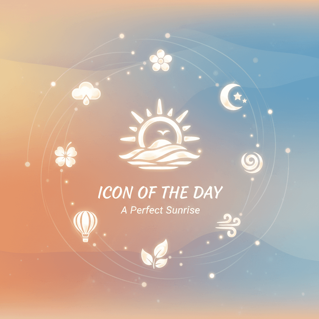 매일 하나의 아이콘을 선보이는 동적인 웹사이트 배너입니다.