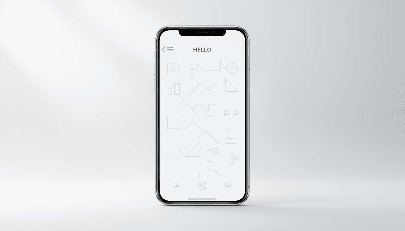 깔끔한 그라데이션 배경 위에 최소주의 사용자 인터페이스를 보여주는 깨끗한 아이폰 목업.