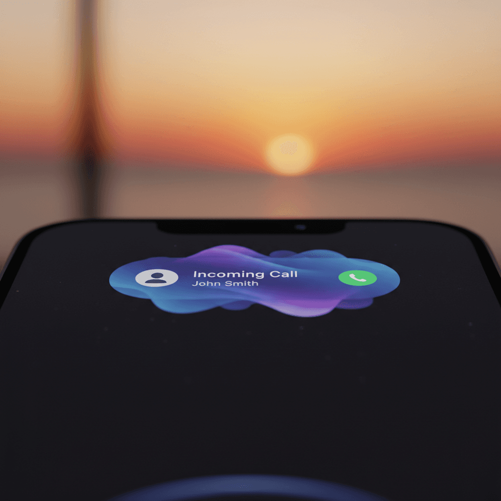 활성 알림이 표시된 아이폰 목업 다이내믹 아일랜드 클로즈업