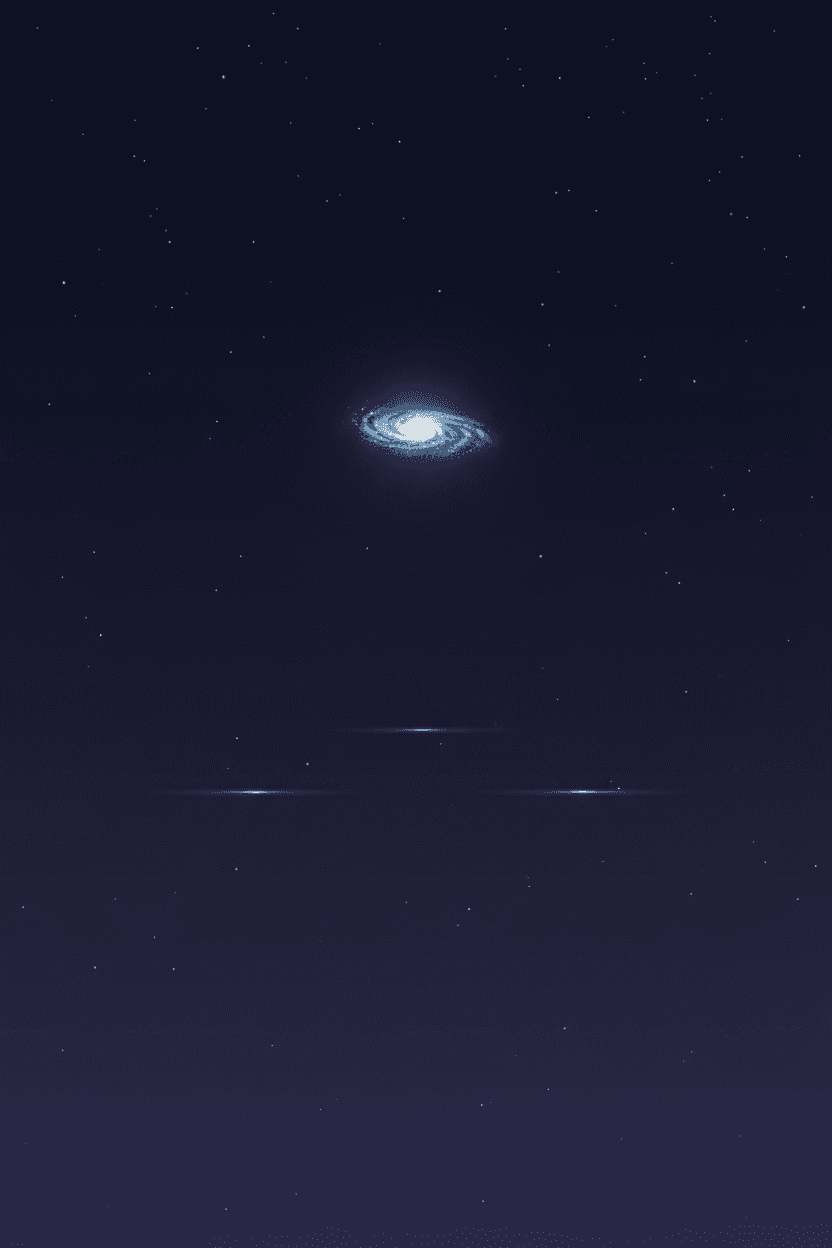 깊은 인디고 배경에 밝은 은하와 희박한 별들이 있는 미니멀한 우주 풍경 아이폰 배경화면.