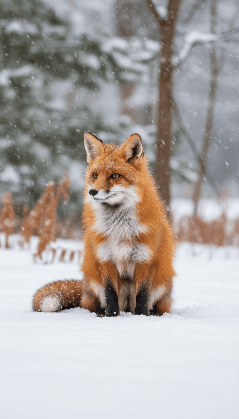 눈 덮인 숲 속의 아름다운 붉은 여우, 매혹적인 아이폰 배경화면입니다.