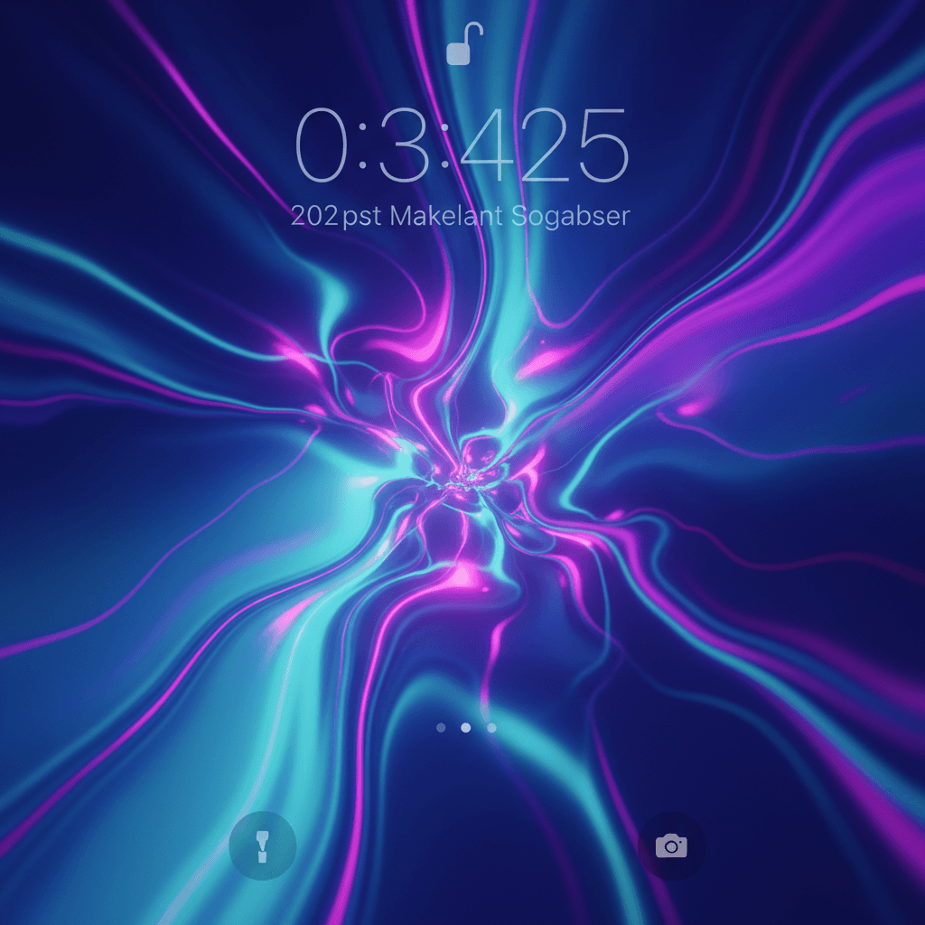 역동적으로 흐르는 생생한 전기 파랑과 보라색 추상 액체 그라디언트 아이폰 배경화면.