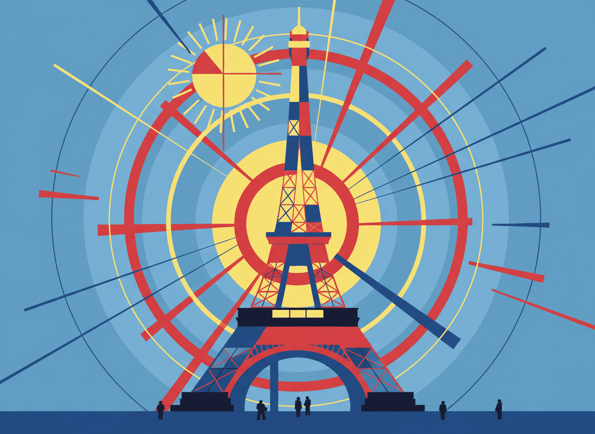 추상적이고 기하학적인 에펠탑 예술.