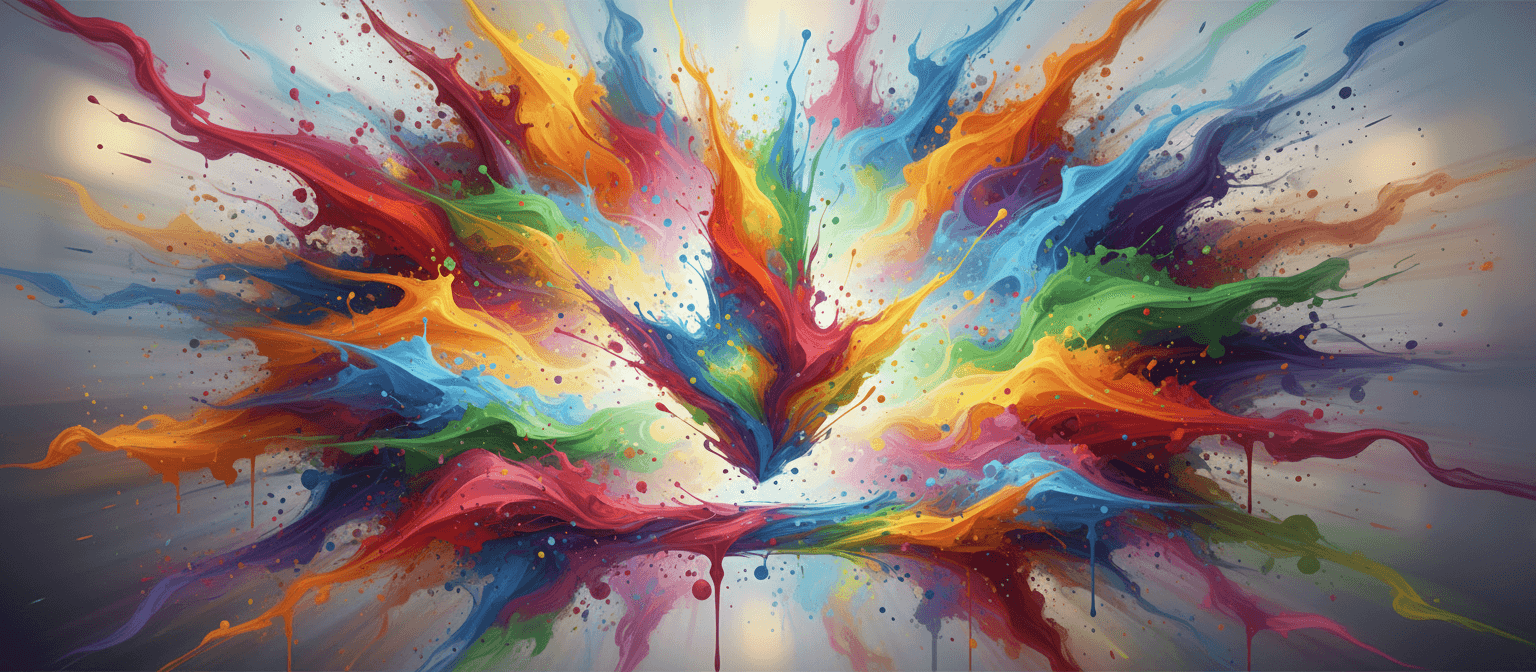 다운로드 기호를 형성하는 생생한 페인트 얼룩 추상 일러스트.