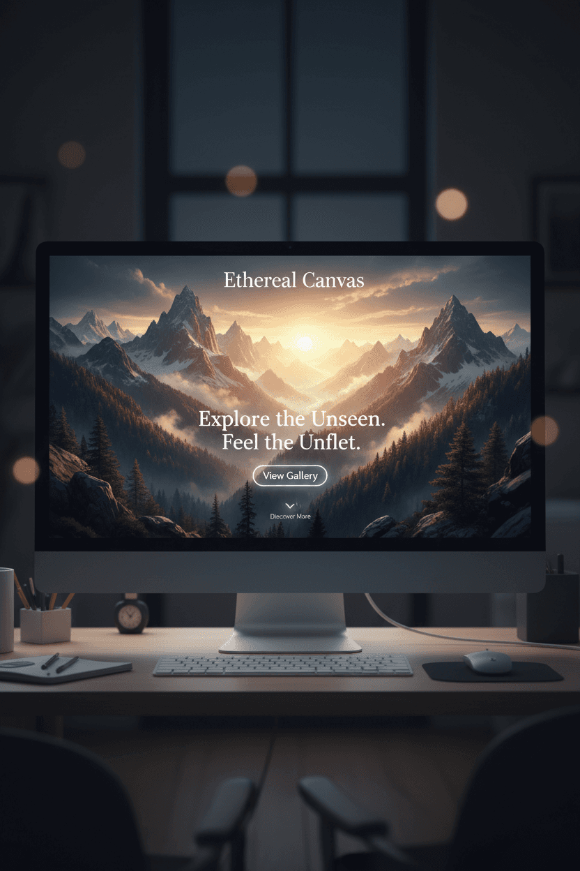 초현실적인 디지털 페인팅을 보여주는 고화질 일러스트 웹사이트.