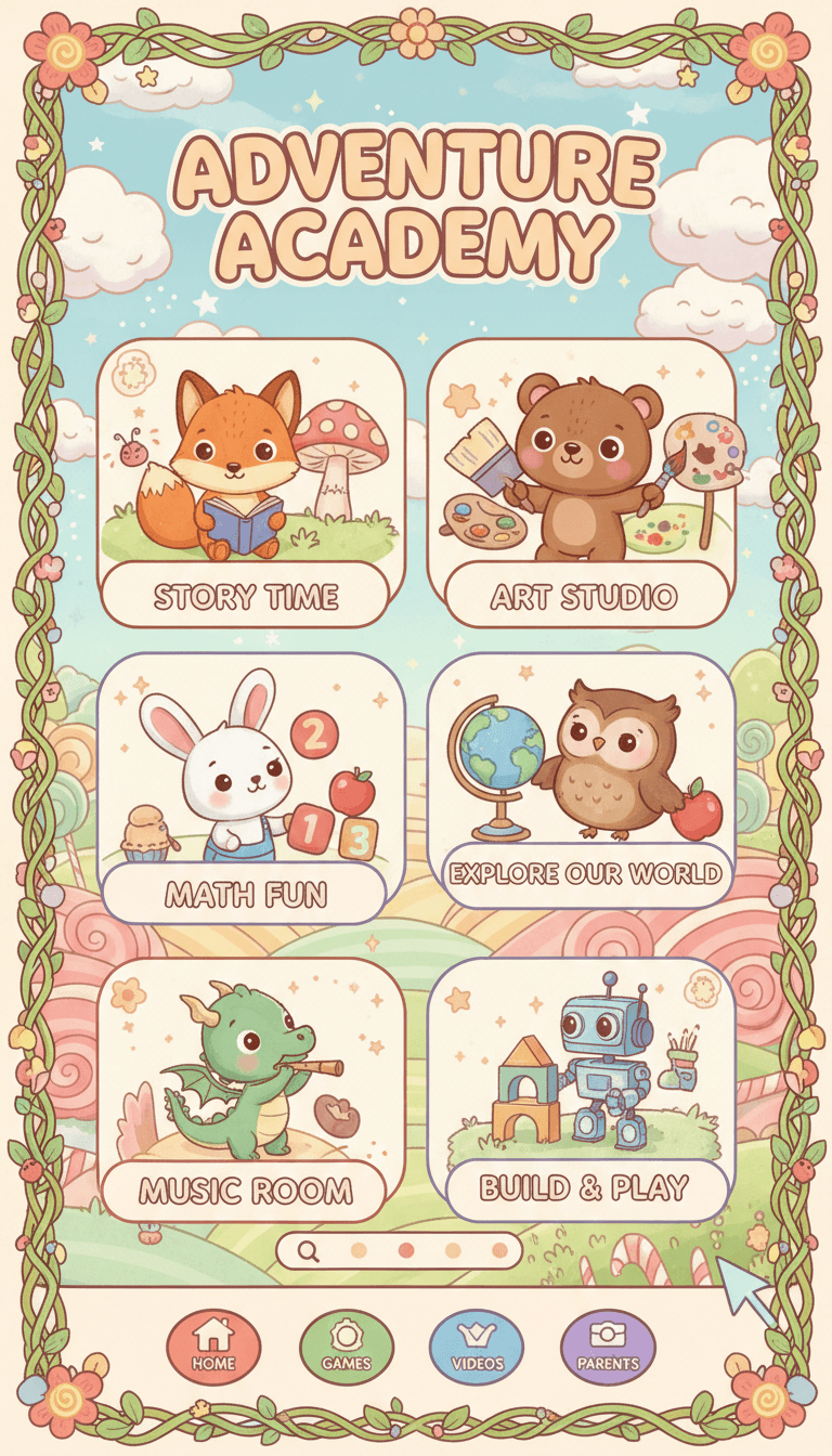 귀여운 캐릭터가 있는 어린이 책을 위한 장난기 많고 다채로운 일러스트 웹사이트.