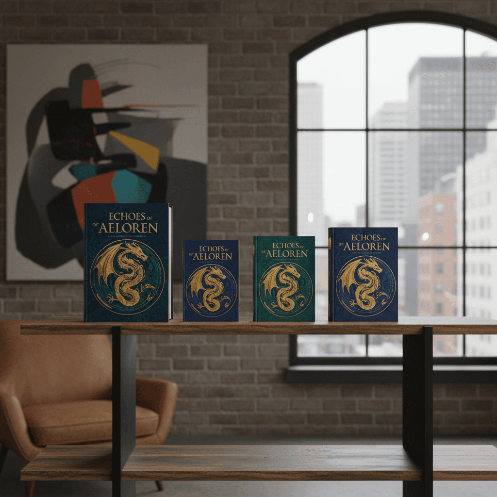 다양한 크기의 책 3권이 현대적인 책꽂이에 정돈된 책 시리즈 목업, 도시 로프트 스타일