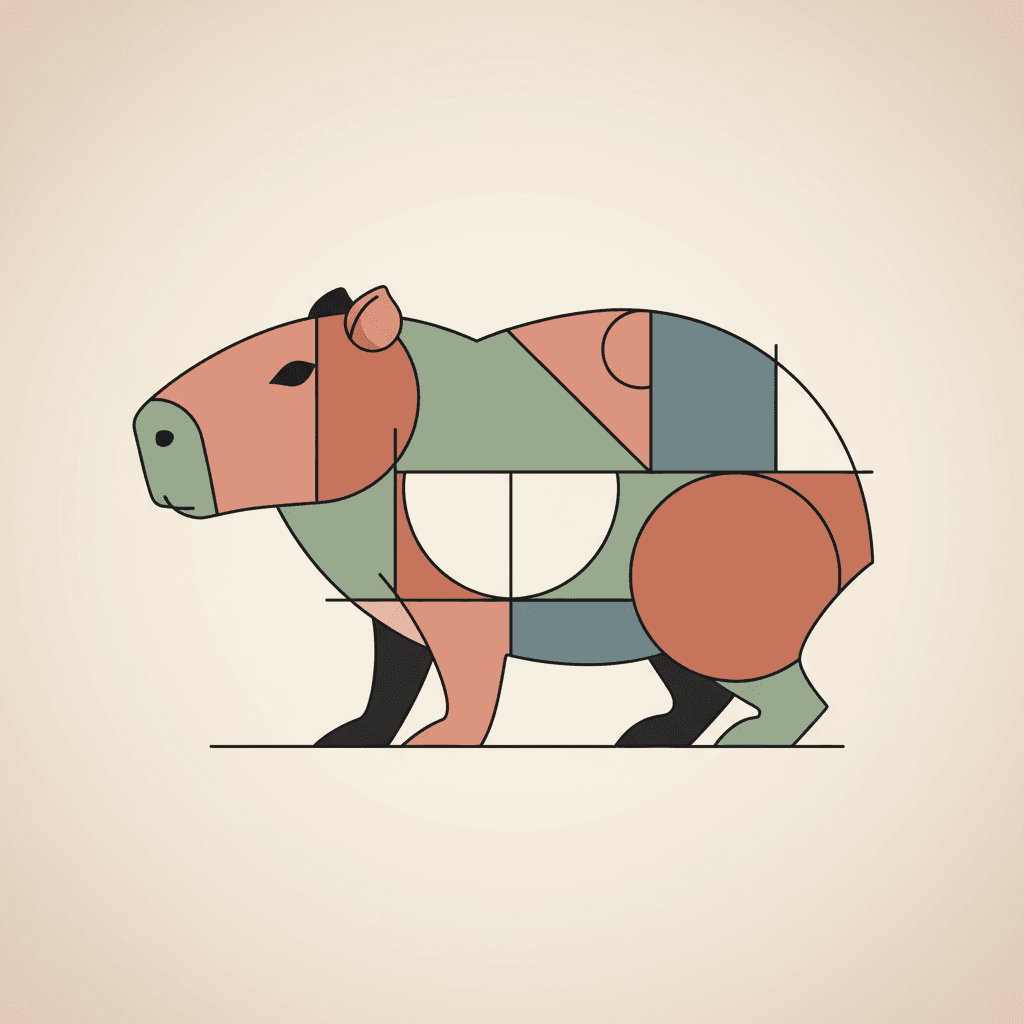 추상적 기하학적 카피바라 일러스트.